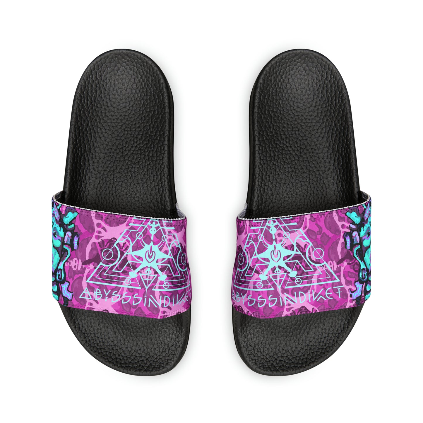 Cosmic Maya Slide Sandals, Raspberry Turquoise