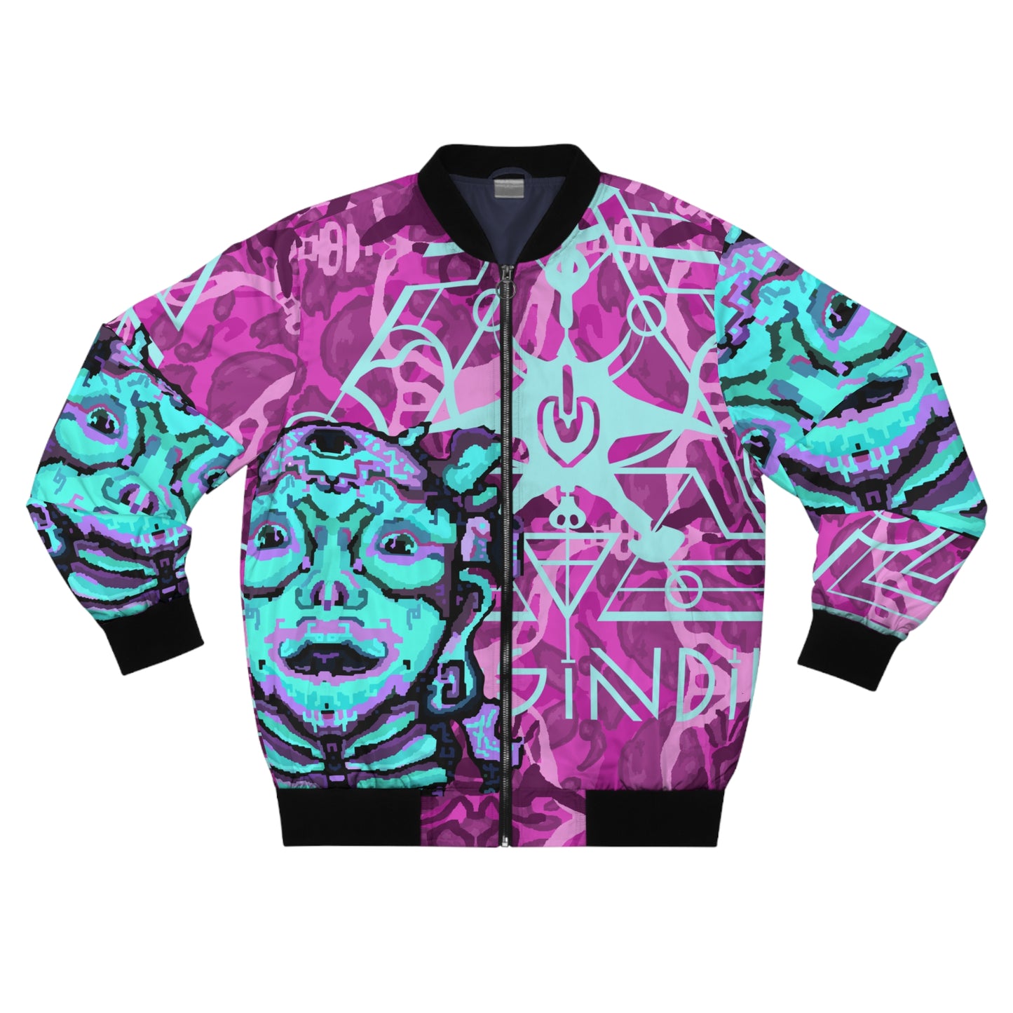 Cosmic Maya Bomber Jacket, Raspberry and Turquoise