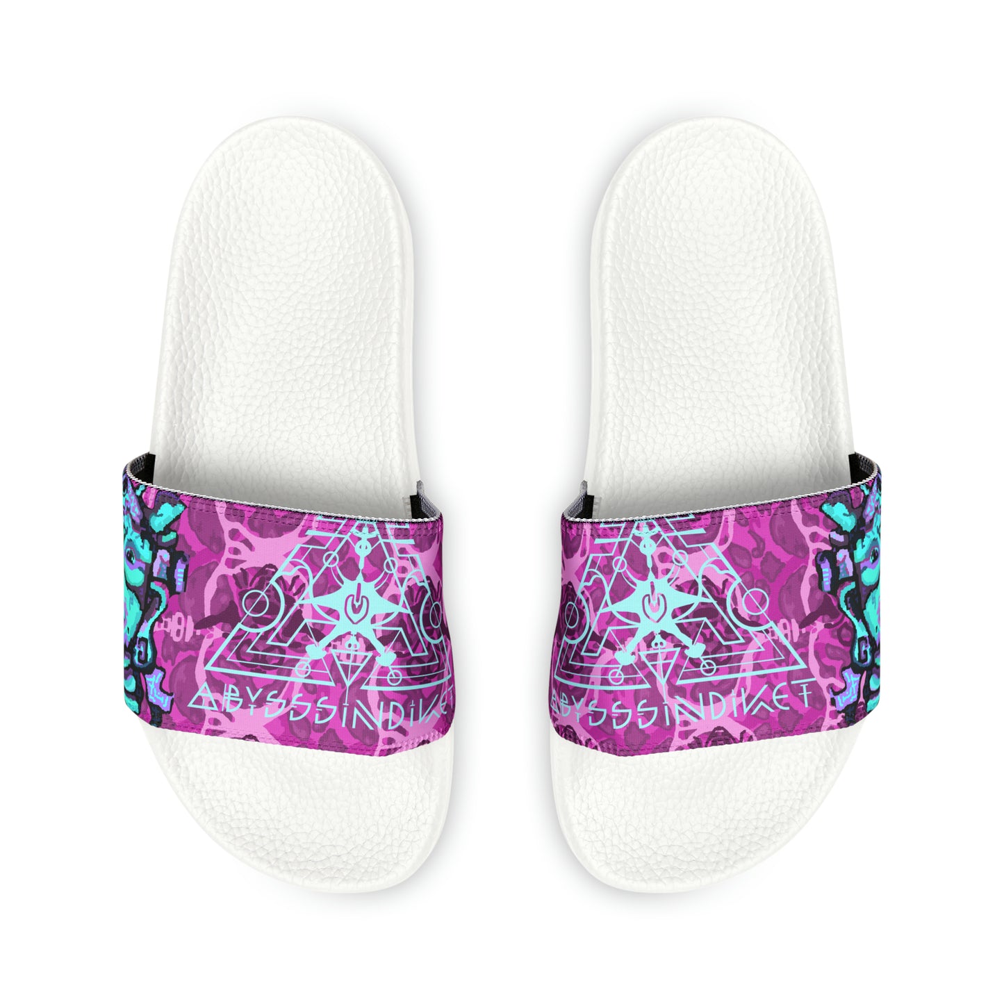 Cosmic Maya Slide Sandals, Raspberry Turquoise