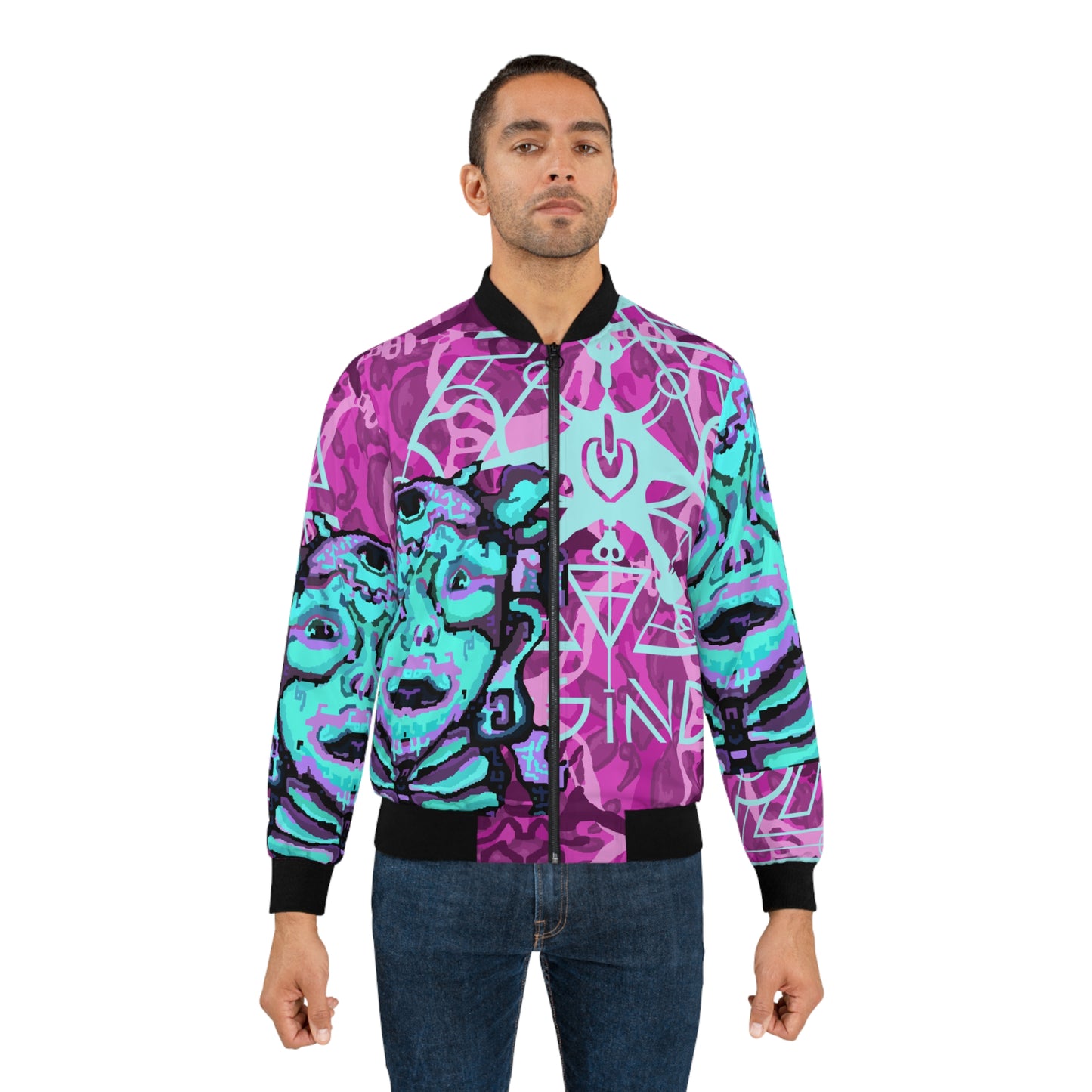 Cosmic Maya Bomber Jacket, Raspberry and Turquoise