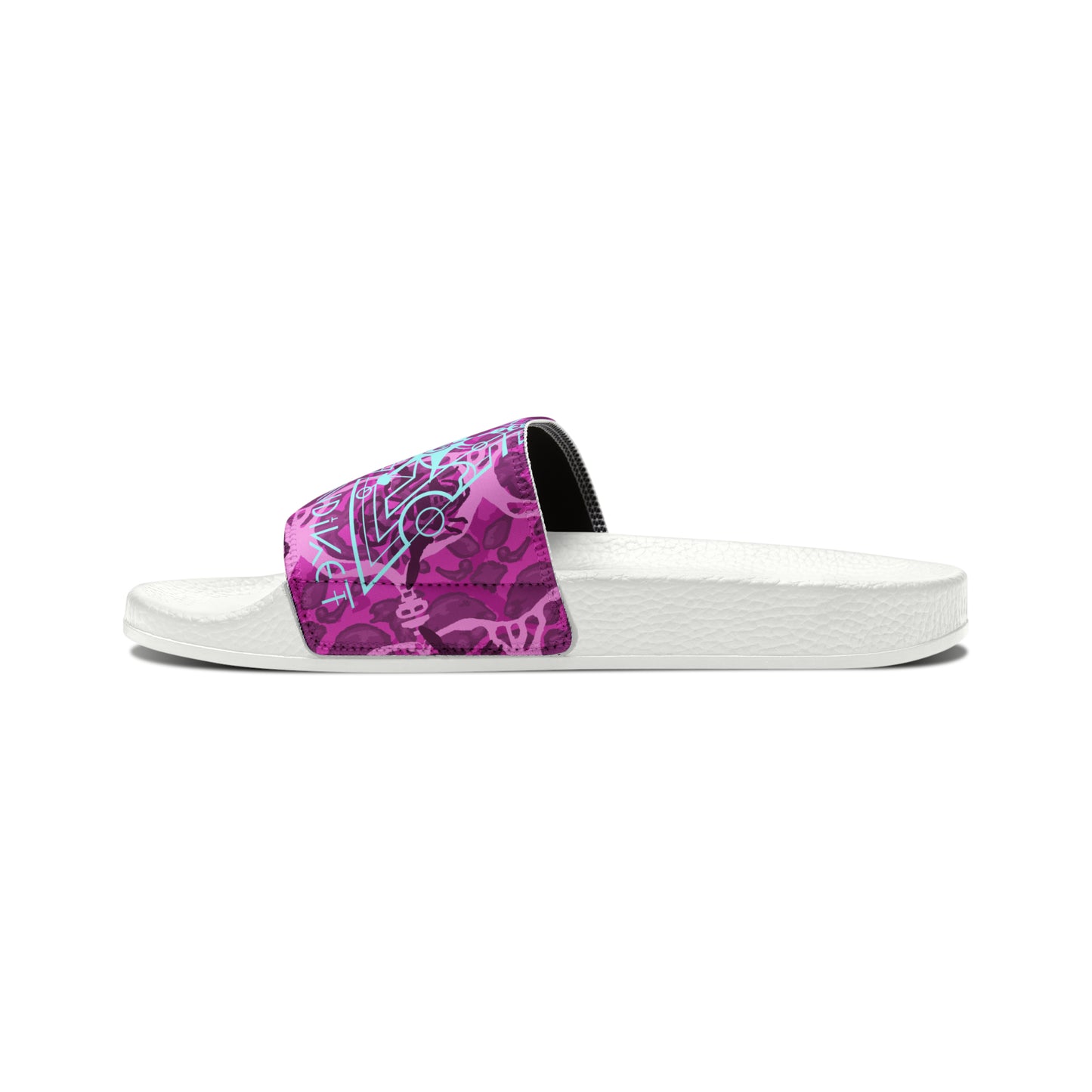 Cosmic Maya Slide Sandals, Raspberry Turquoise