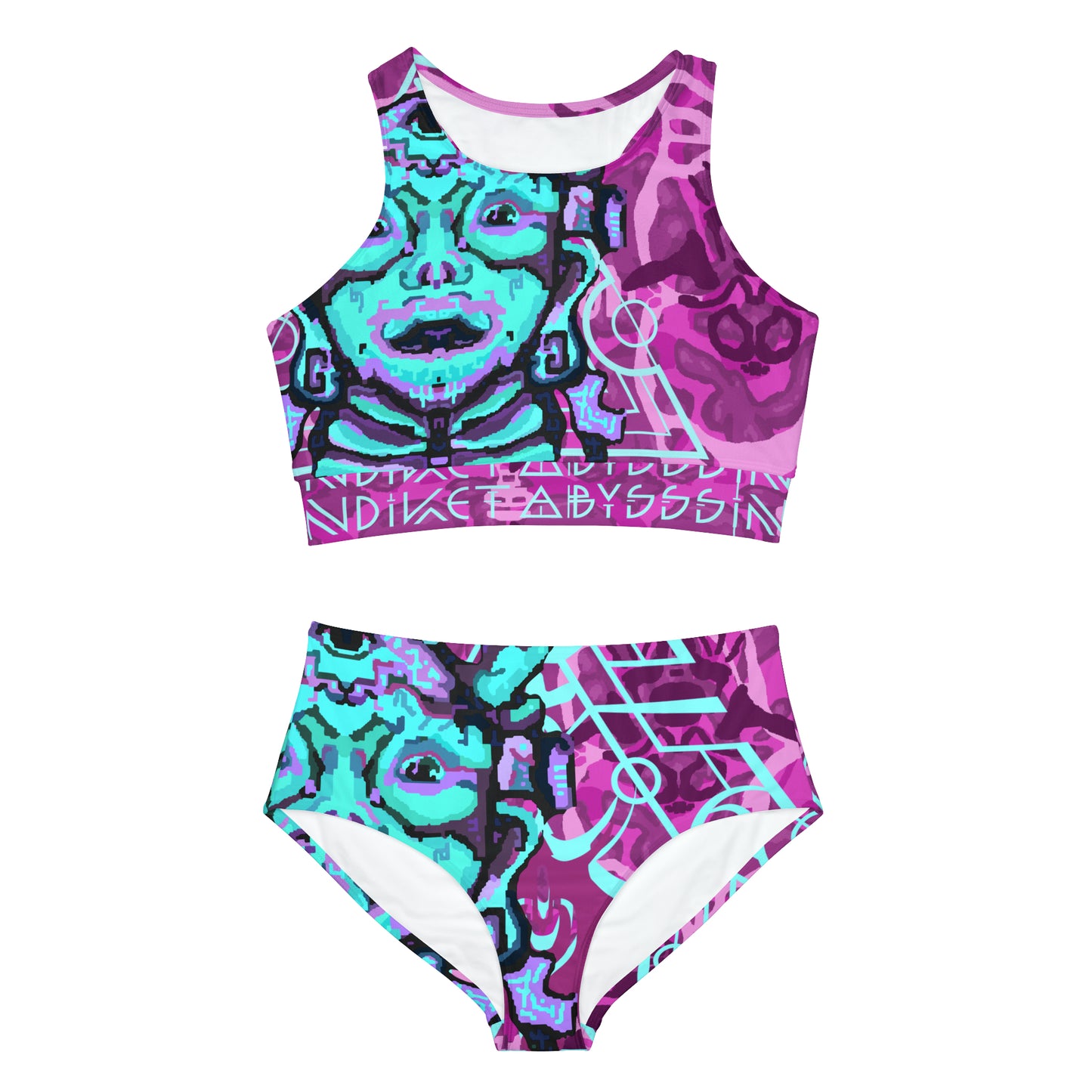 Cosmic Maya Bikini Set - Raspberry and turquoise