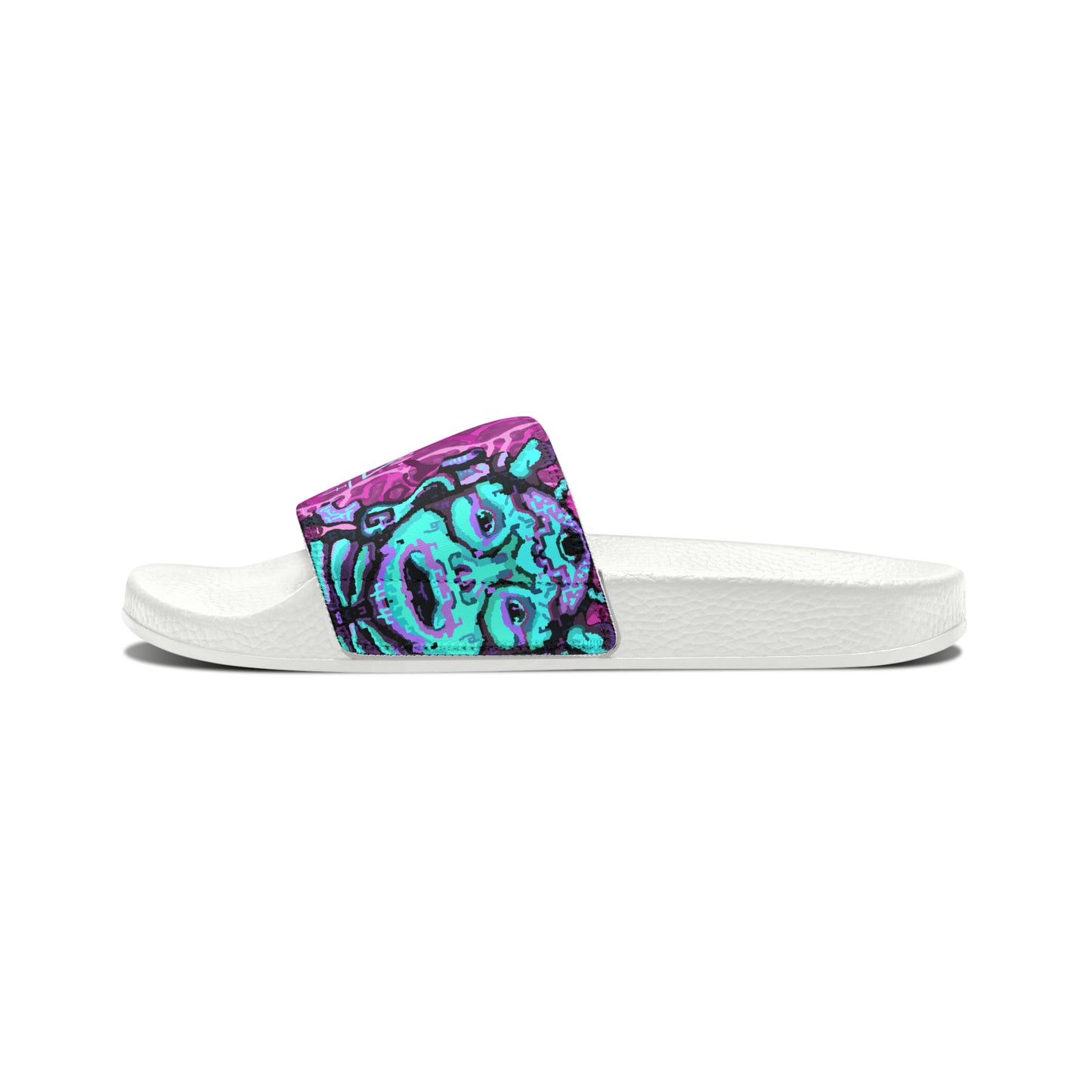 Cosmic Maya Slide Sandals, Raspberry Turquoise