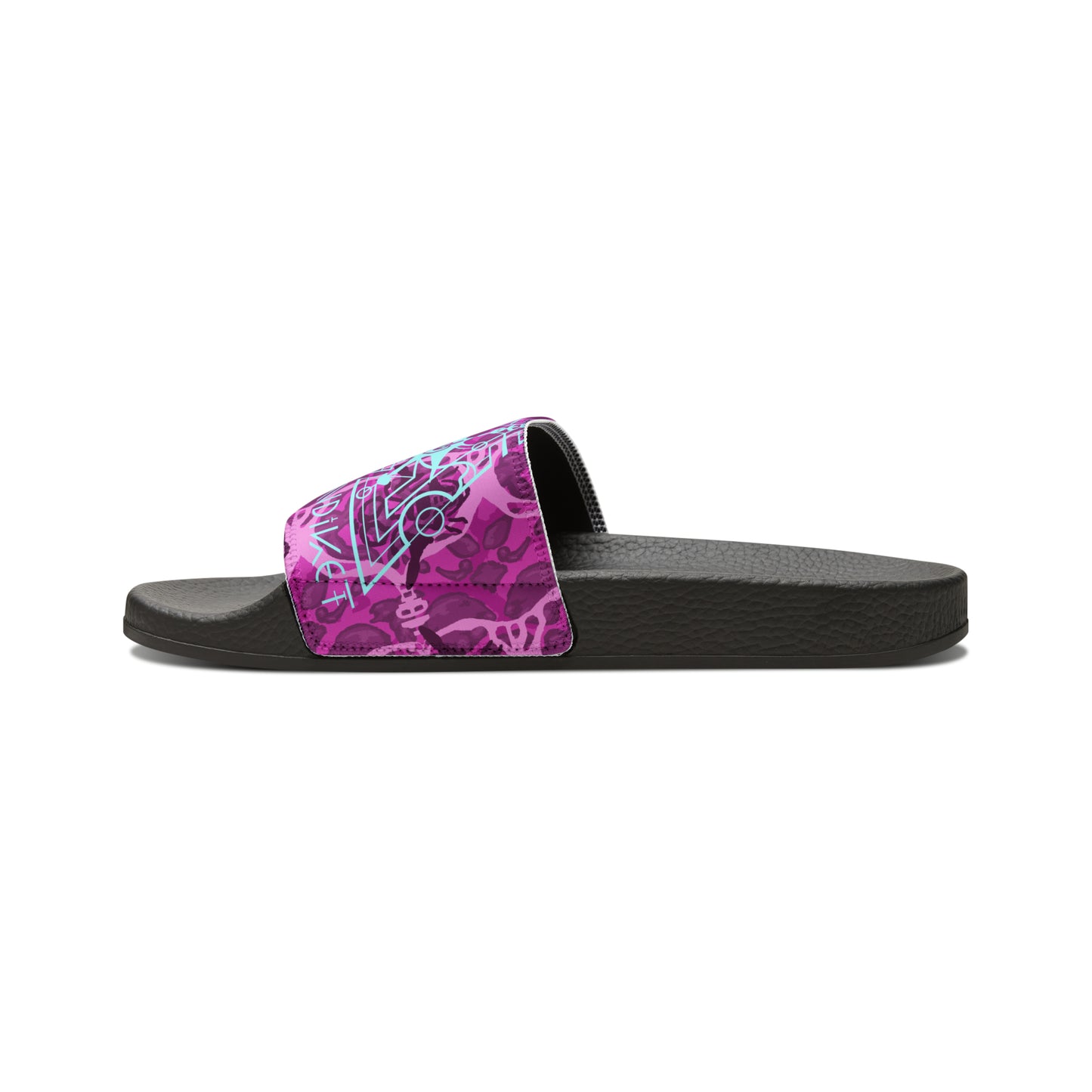 Cosmic Maya Slide Sandals, Raspberry Turquoise