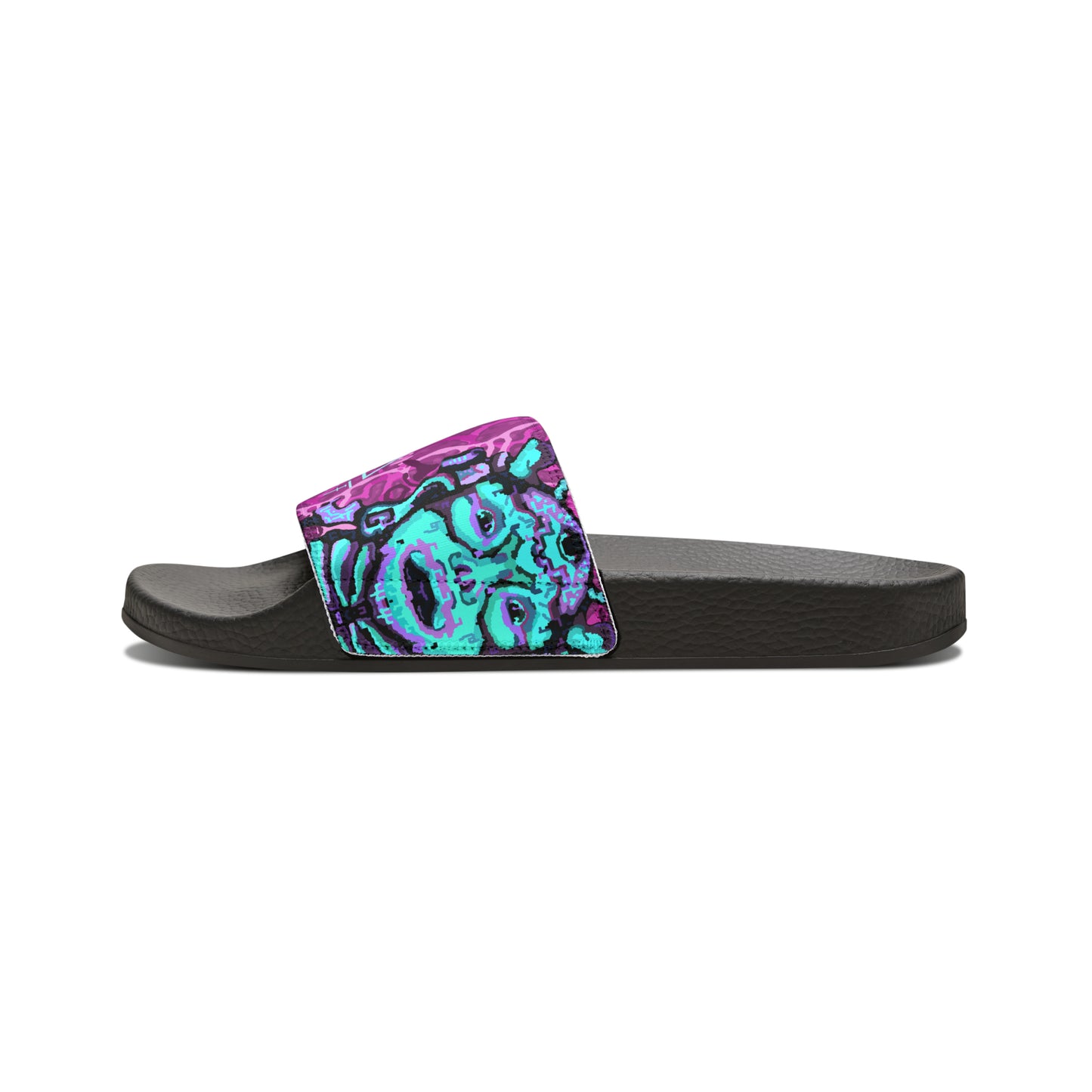Cosmic Maya Slide Sandals, Raspberry Turquoise