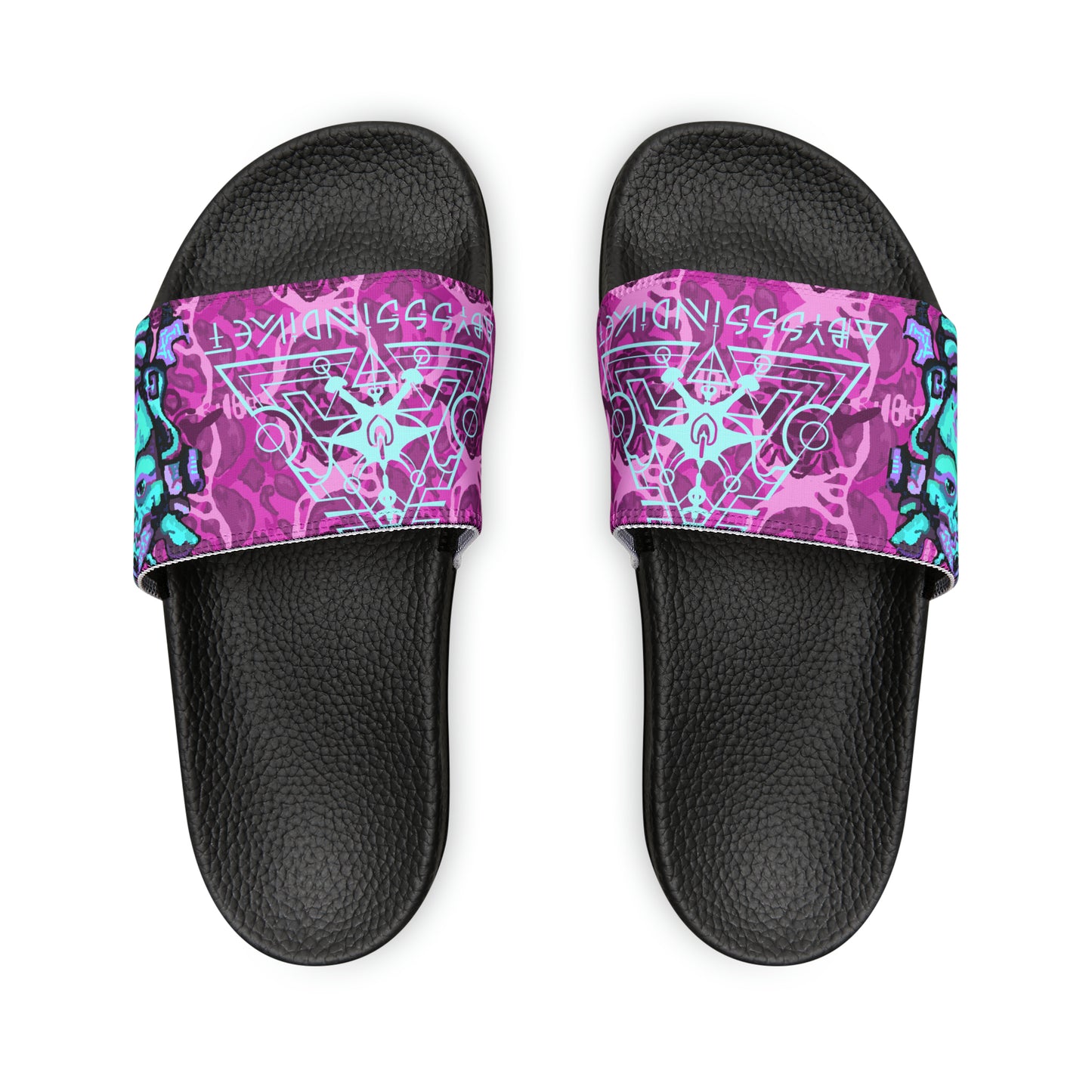 Cosmic Maya Slide Sandals, Raspberry Turquoise
