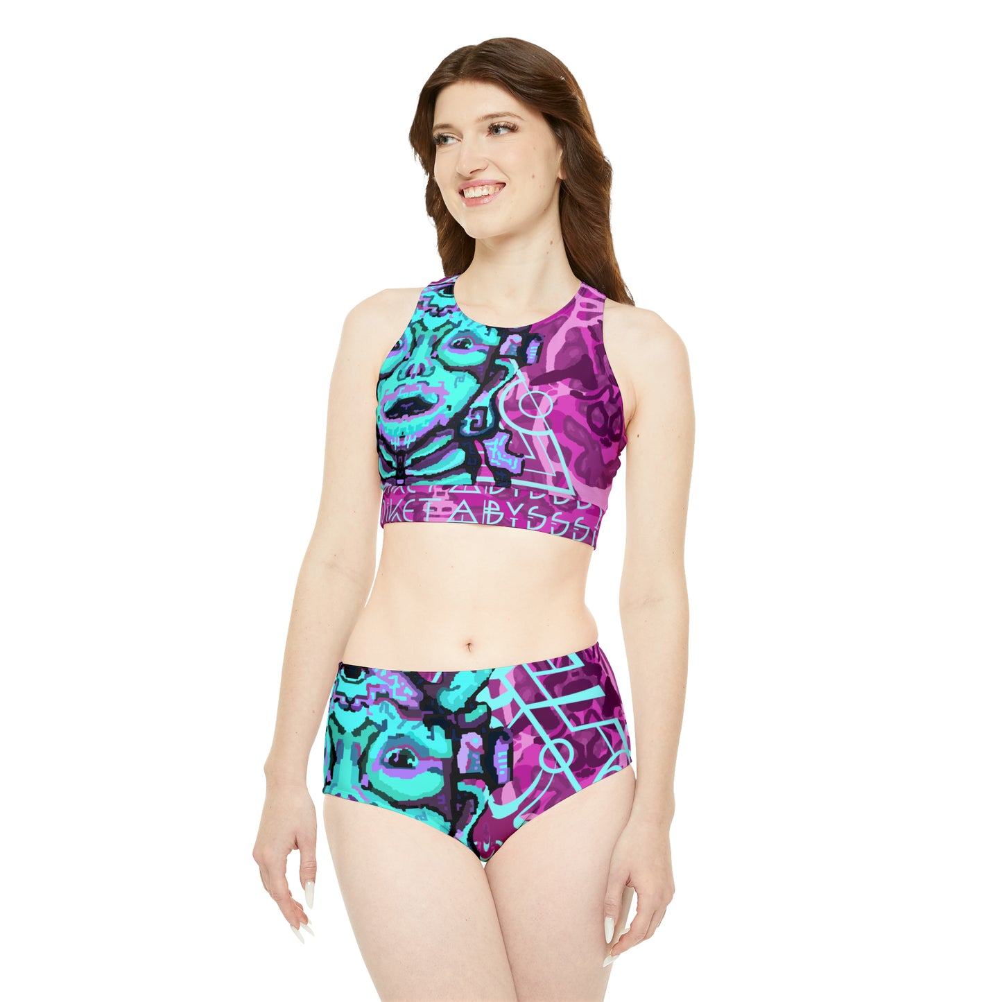Cosmic Maya Bikini Set - Raspberry and turquoise