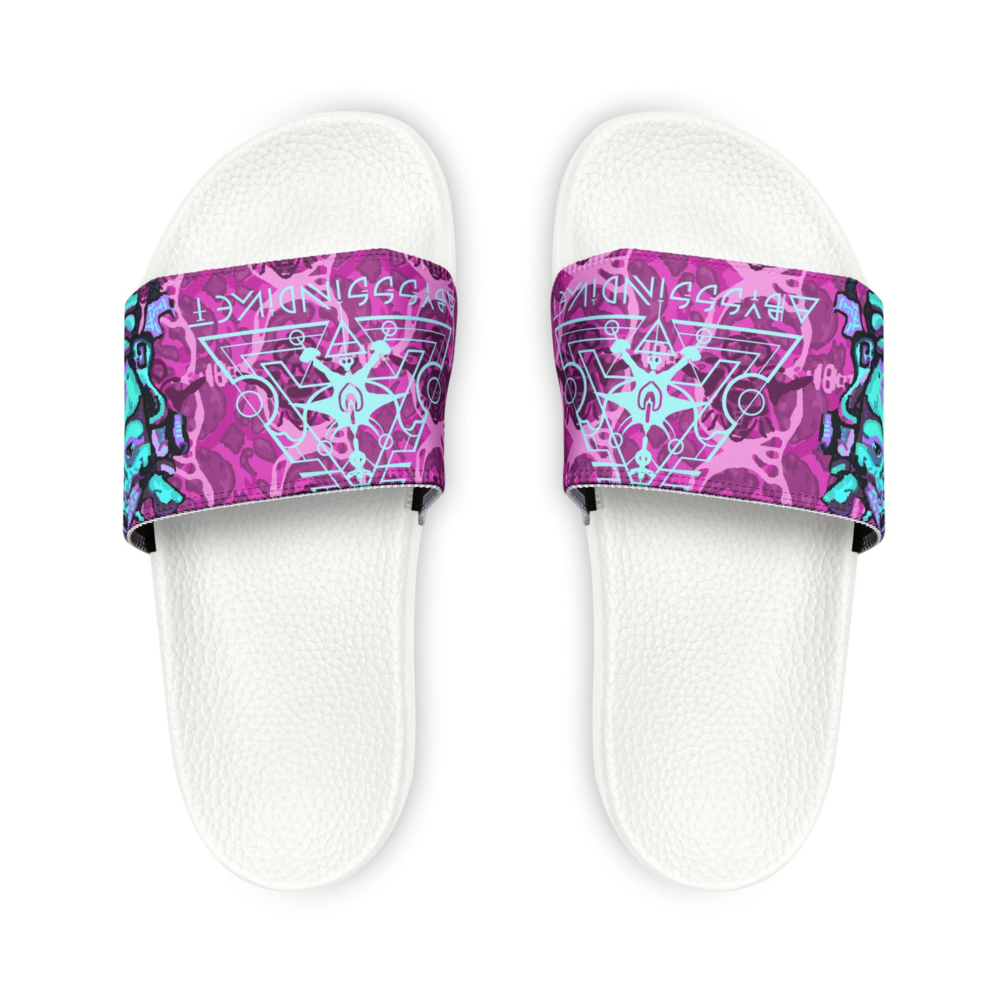 Cosmic Maya Slide Sandals, Raspberry Turquoise