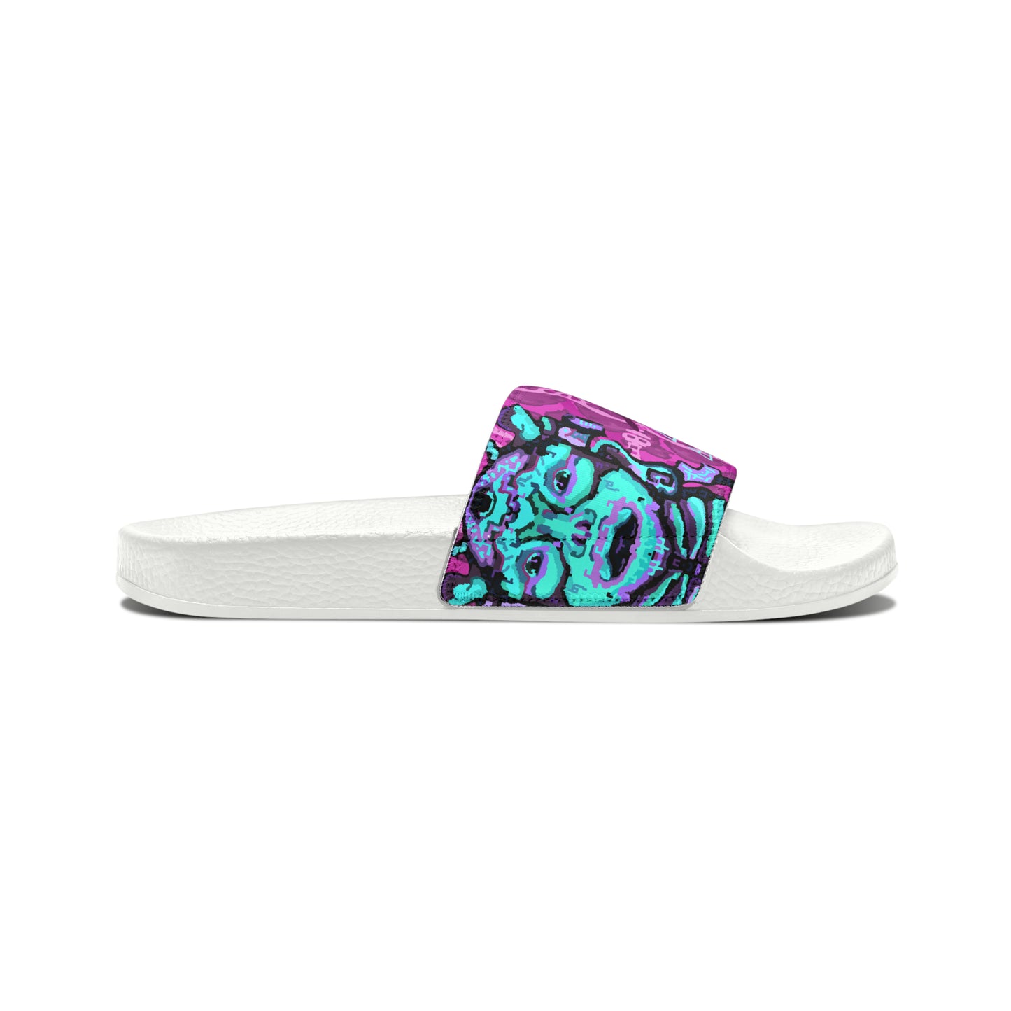 Cosmic Maya Slide Sandals, Raspberry Turquoise